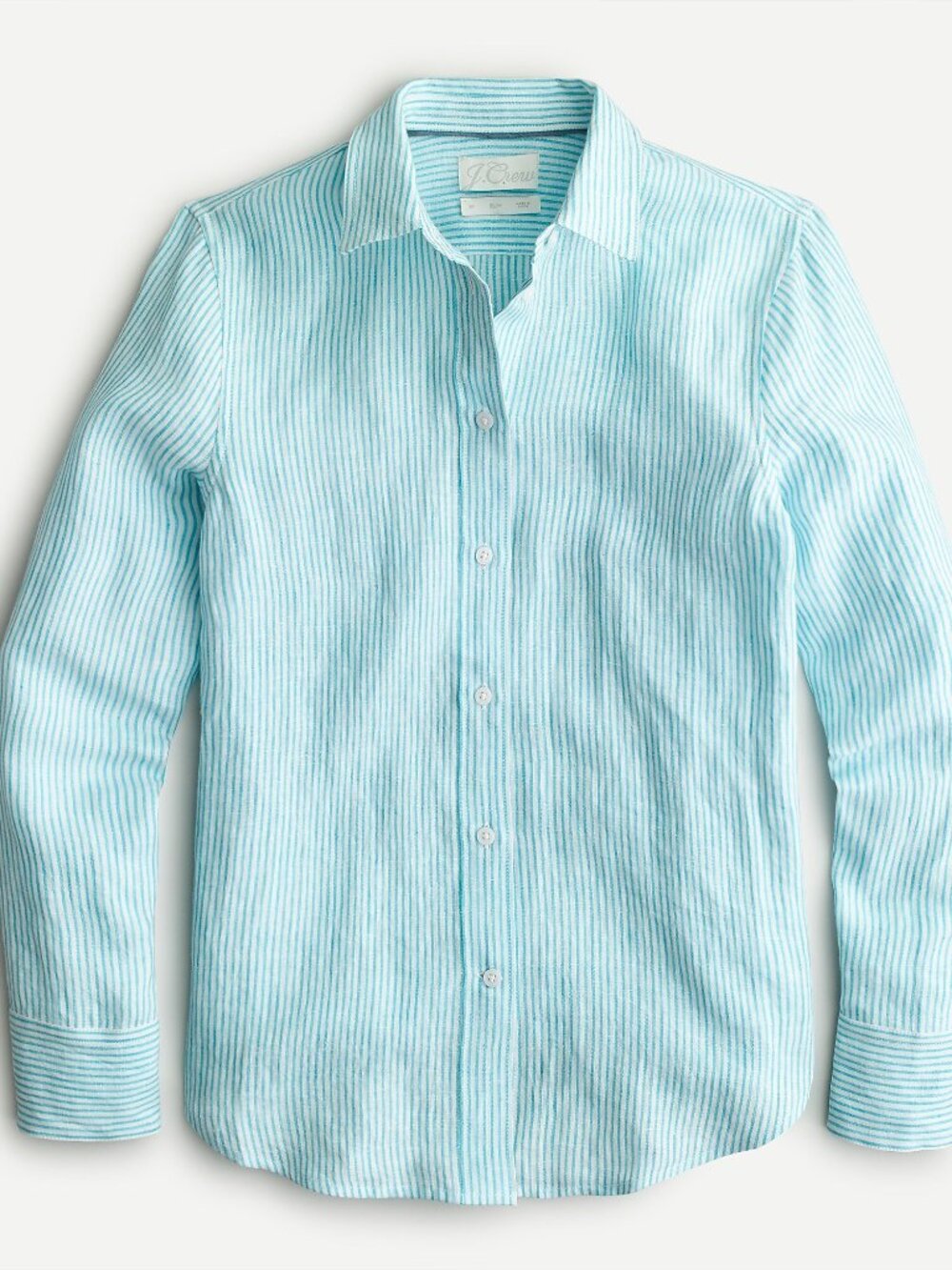 J.Crew Slim-Fit Irish Linen Shirt – Turquoise Stripe – Size 8 – NWT